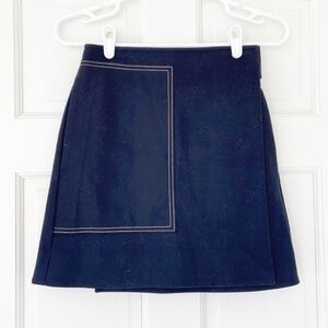 COS skirt size 0 navy blue wrap short mini wool cashmere blend pockets A-line